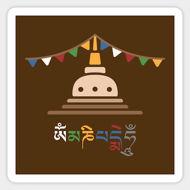 Tibetan Stupa Om Mani Padme Hum Sticker by footloosefabric